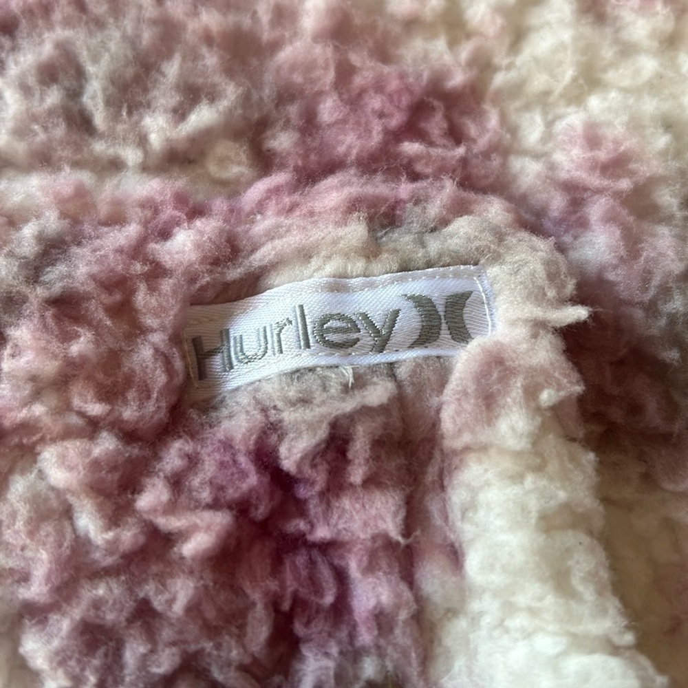 Hurley Fleece Camo Kangaroo Pocket Pink White Grey Pullover Boyfriend Hoodie Lrg - Picture 13 of 16